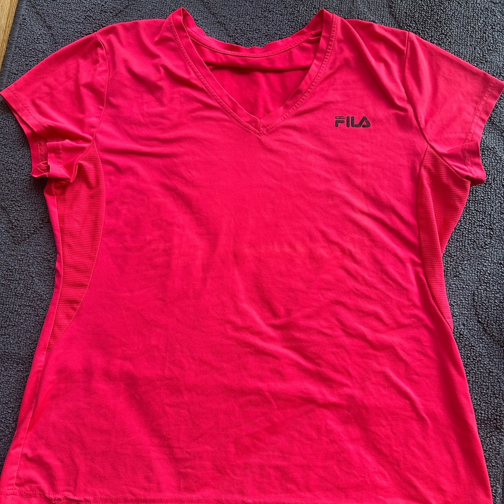 Fila Orange Pink Fitted Short Sleeve T-Shirt